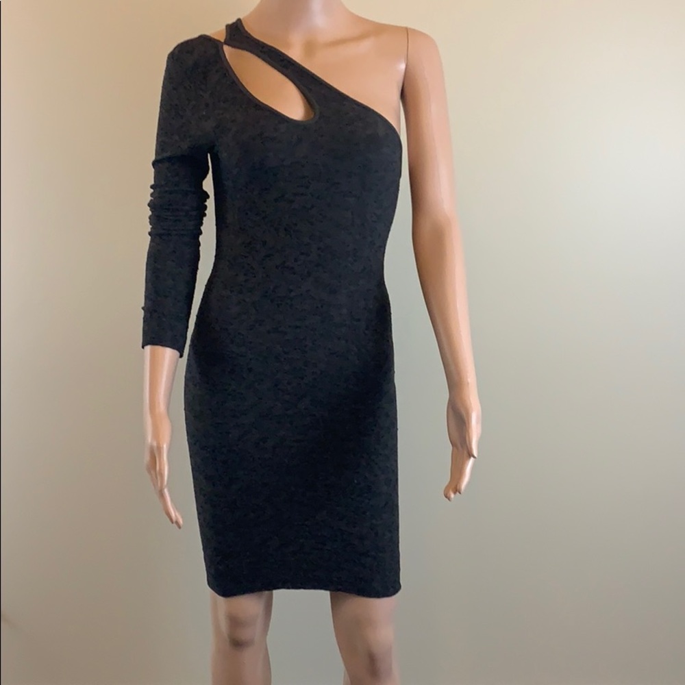 BCBGeneration black licorice body-con one shoulder mini dress